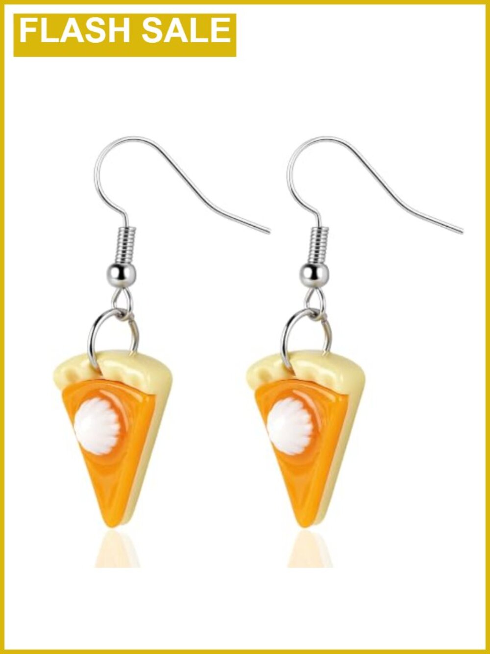Pumpkin Pie Dangle Earrings Resin Brass Push Back Fall Halloween